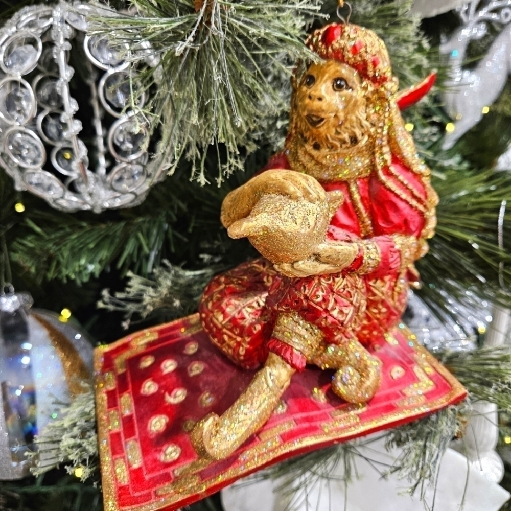 Rare Mark Roberts Monkey Genie Bottle Flying Carpet Holiday Ornament Aladdin